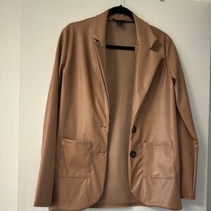 Brown Faux Leather Blazer